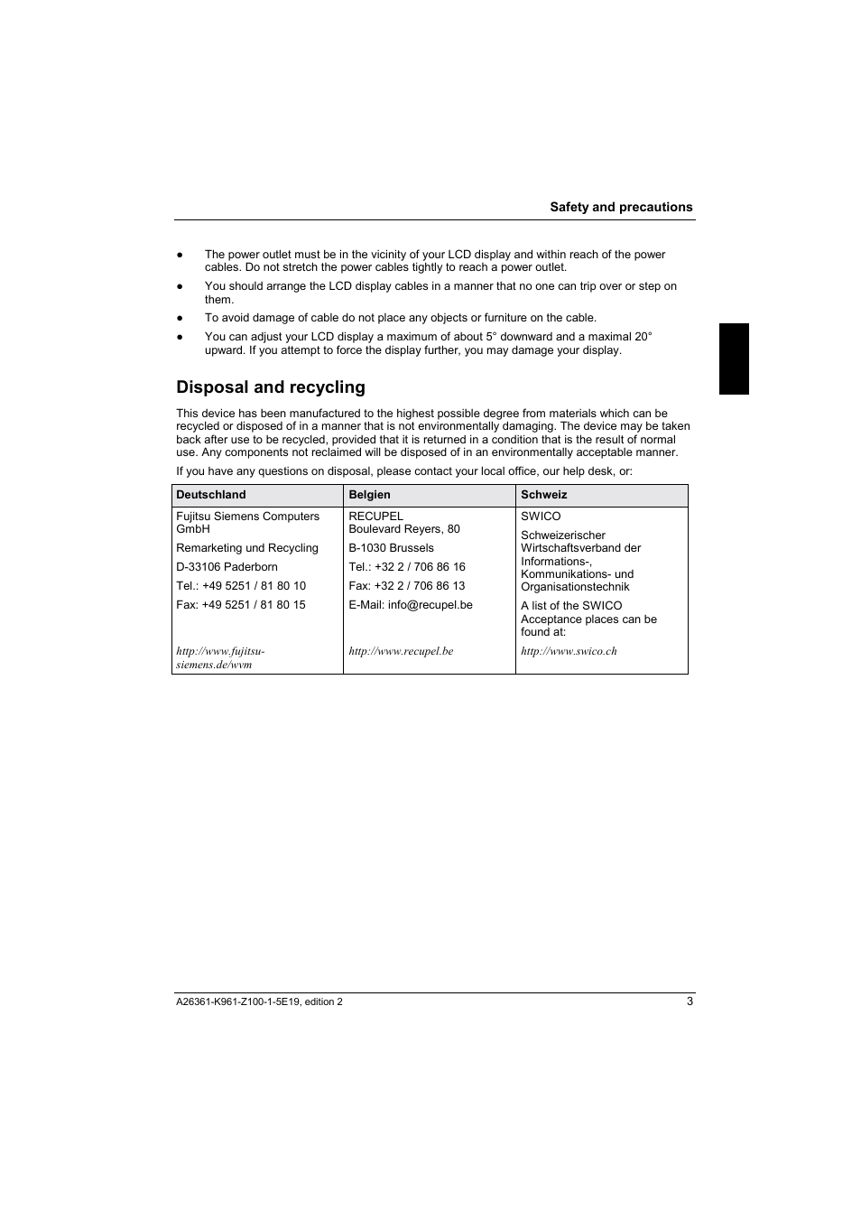 Disposal and recycling | Fujitsu Siemens Computers V17-1 User Manual | Page 11 / 64