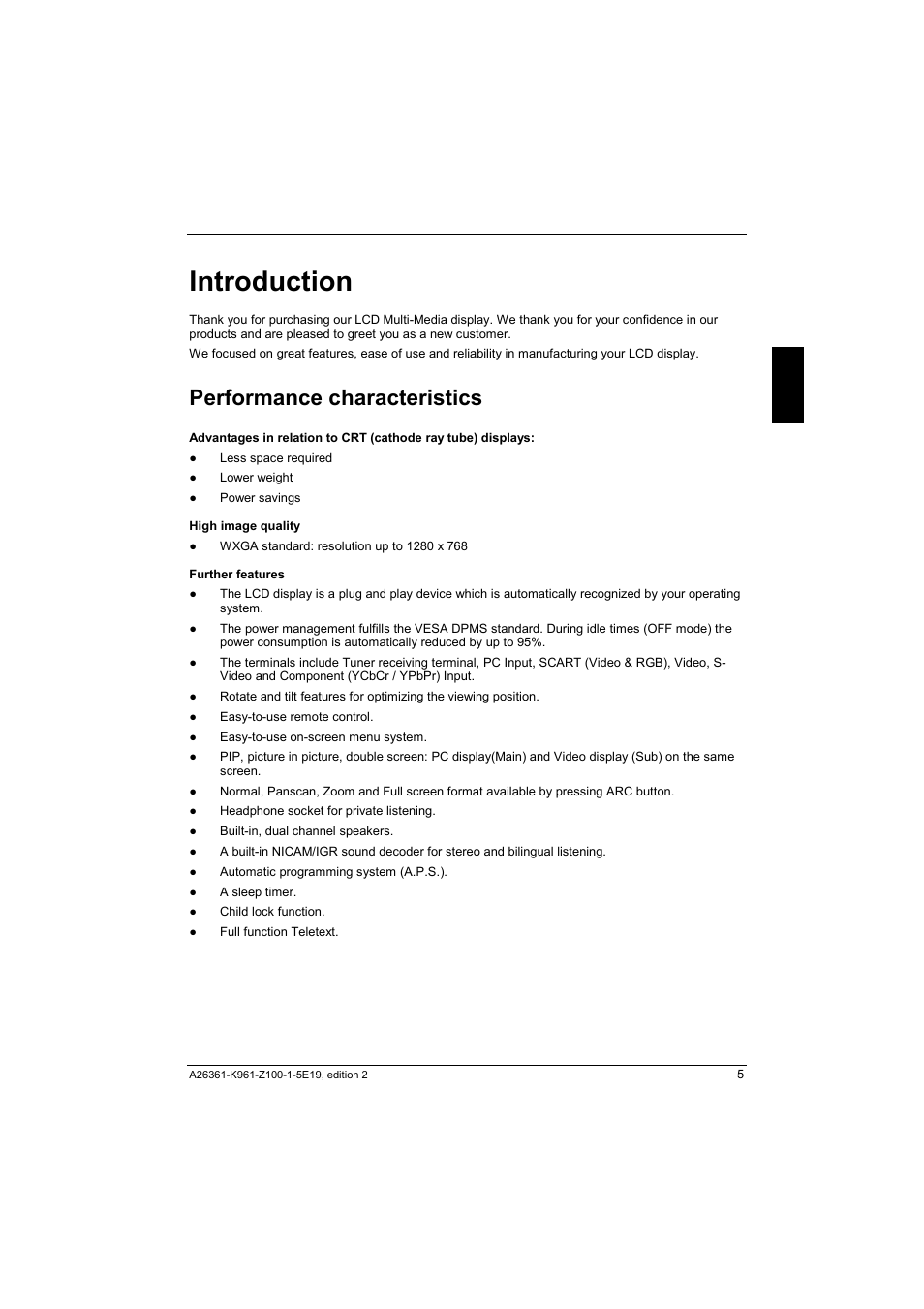 Introduction, Performance characteristics | Fujitsu Siemens Computers V17-1 User Manual | Page 13 / 64
