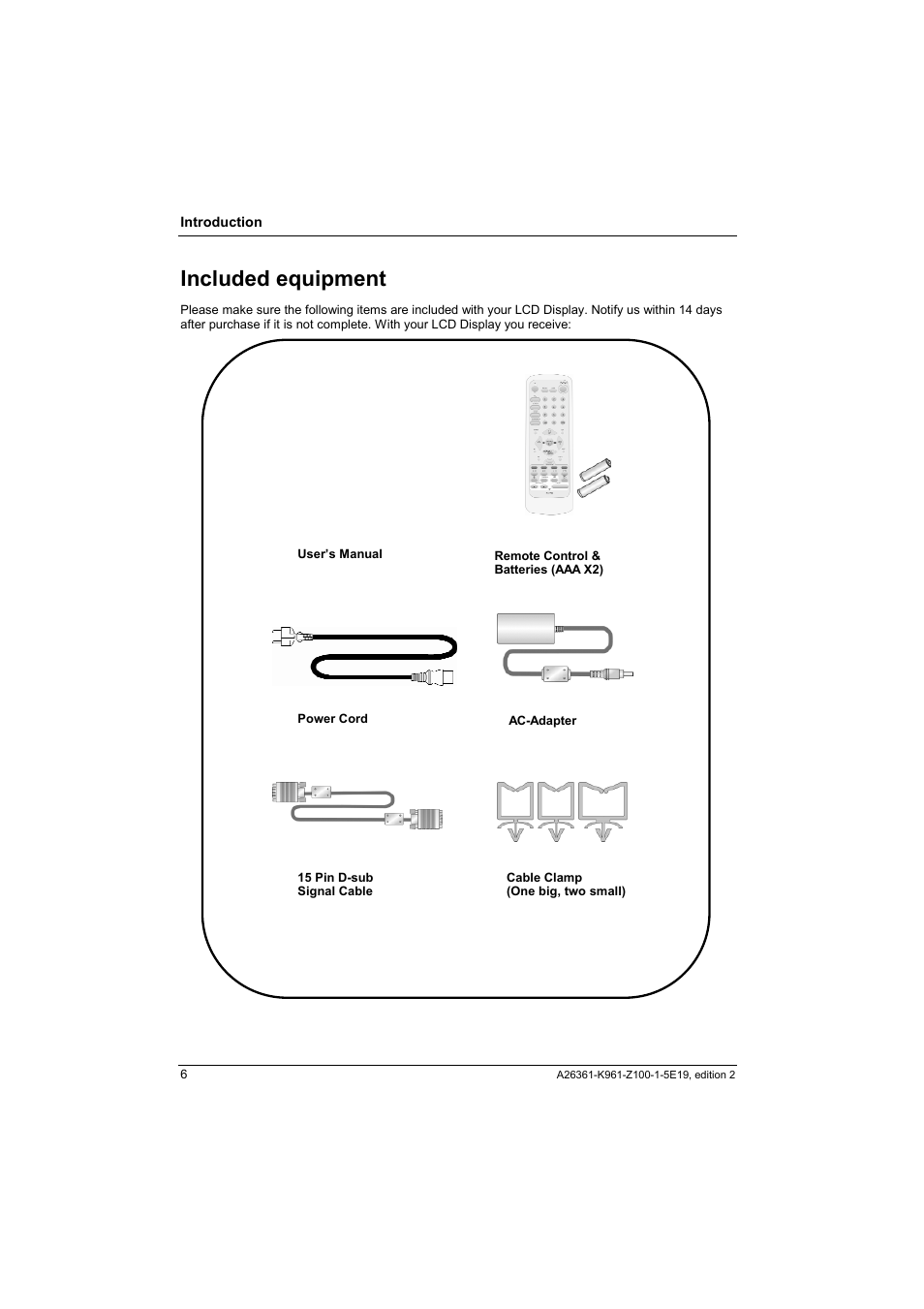 Included equipment | Fujitsu Siemens Computers V17-1 User Manual | Page 14 / 64