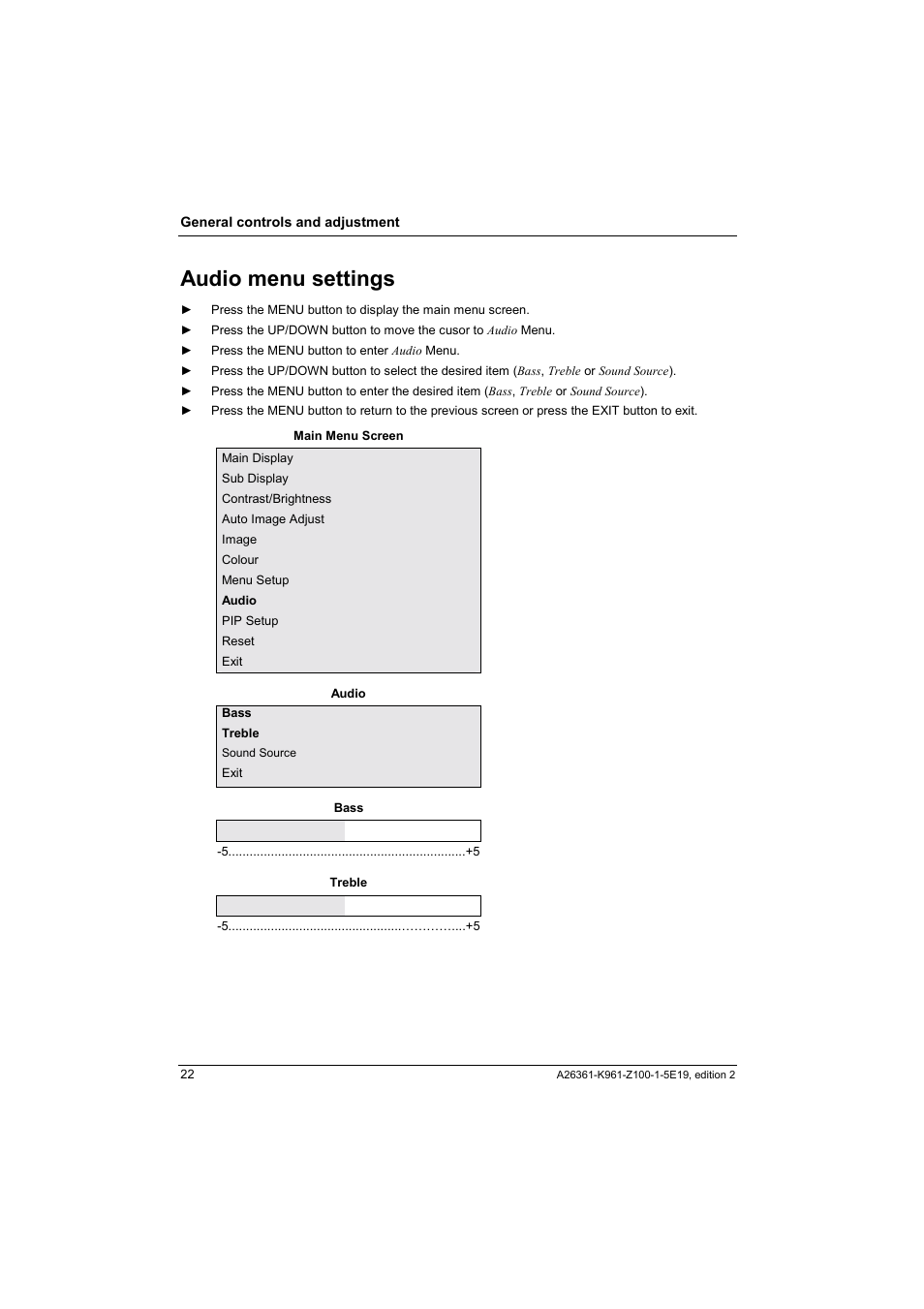 Audio menu settings | Fujitsu Siemens Computers V17-1 User Manual | Page 30 / 64