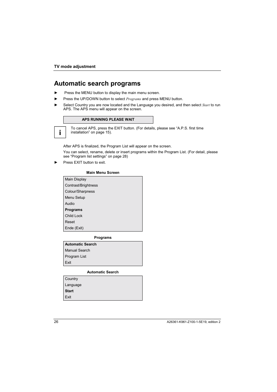 Automatic search programs | Fujitsu Siemens Computers V17-1 User Manual | Page 34 / 64