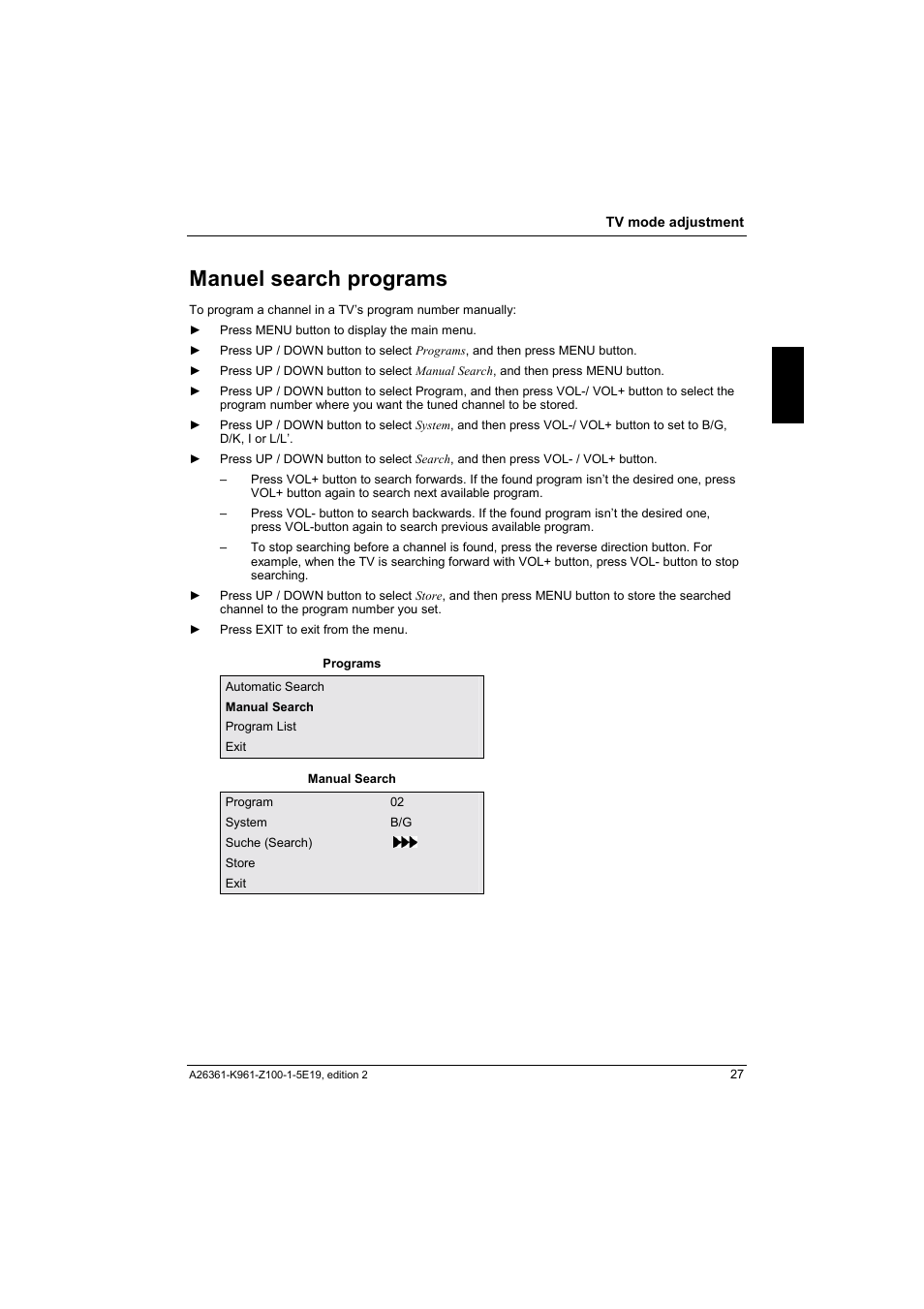 Manuel search programs | Fujitsu Siemens Computers V17-1 User Manual | Page 35 / 64