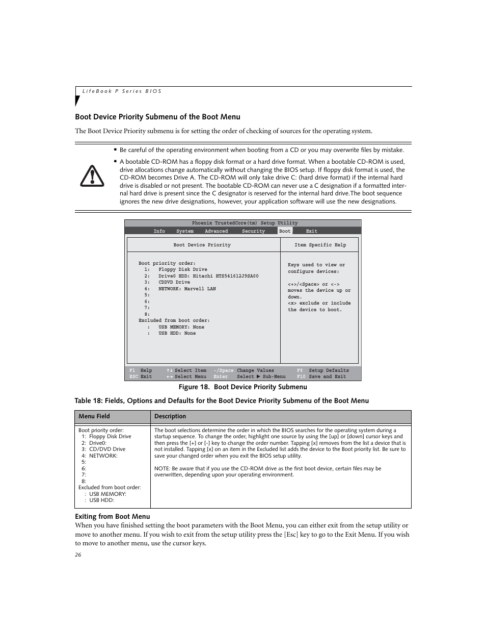 Boot device priority submenu of the boot menu | Fujitsu Siemens Computers P8010 User Manual | Page 26 / 27
