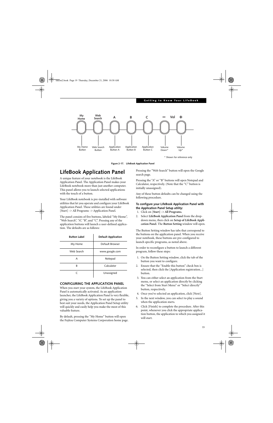 Lifebook application panel | Fujitsu Siemens Computers LifeBook A3120 User Manual | Page 29 / 120