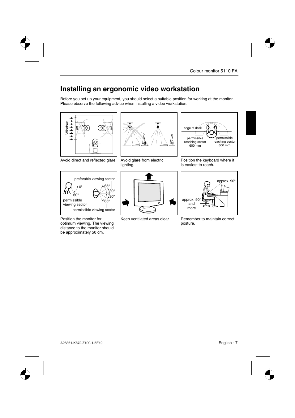 Installing an ergonomic video workstation | Fujitsu Siemens Computers 5110 FA User Manual | Page 9 / 25