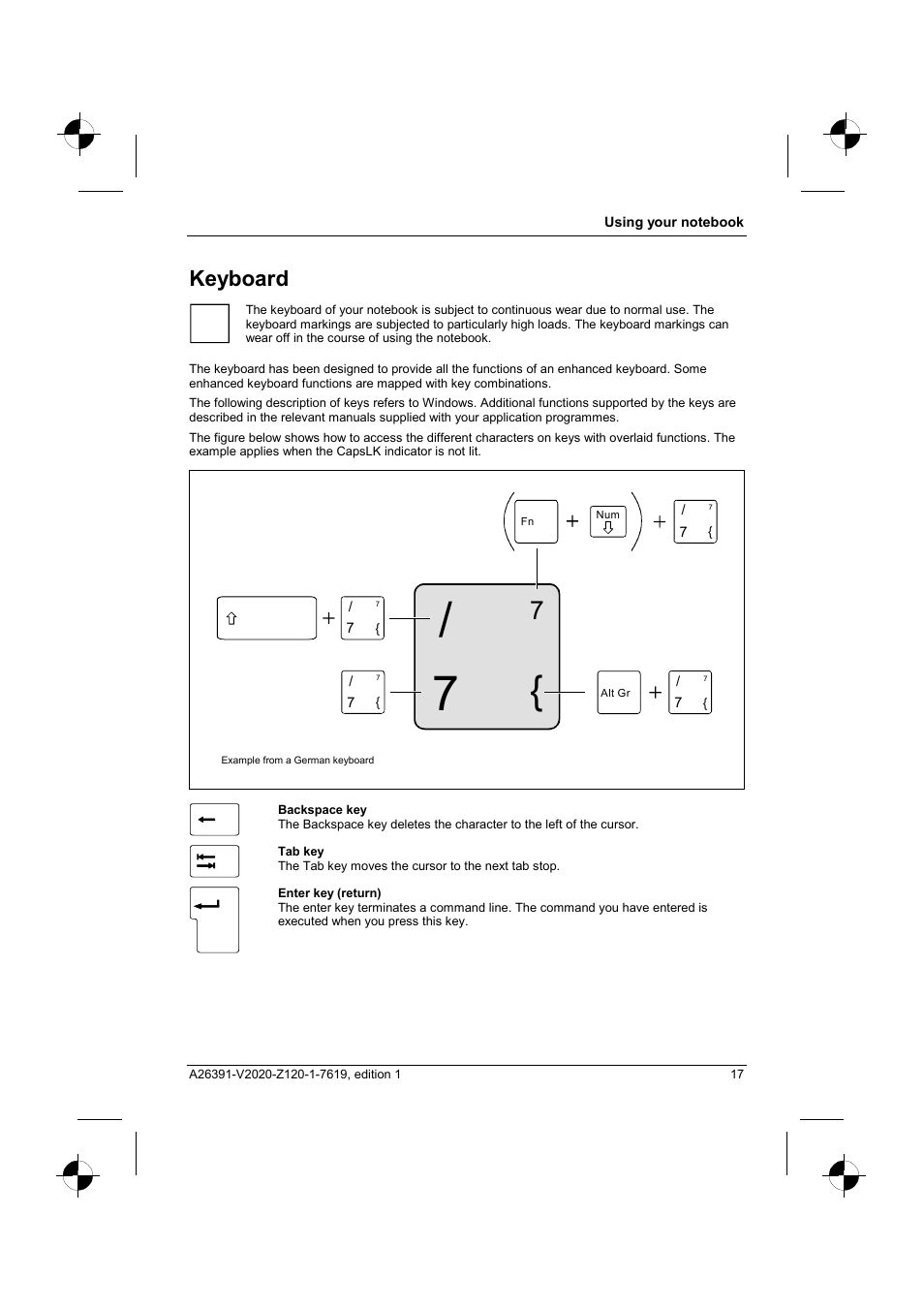 Keyboard | Fujitsu Siemens Computers V2020 User Manual | Page 25 / 60