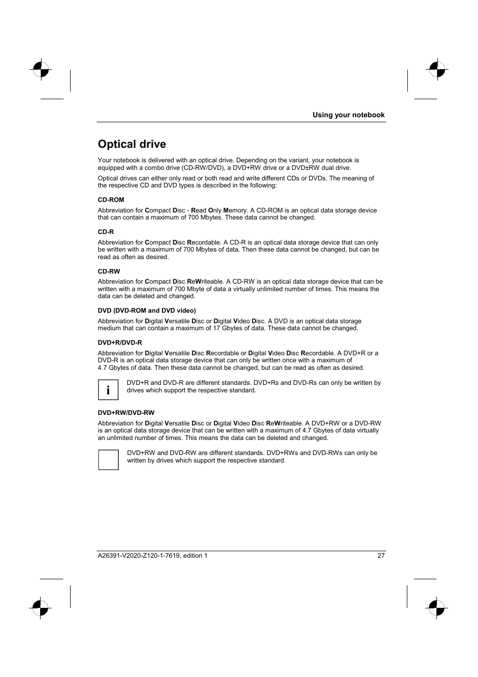 Optical drive | Fujitsu Siemens Computers V2020 User Manual | Page 35 / 60