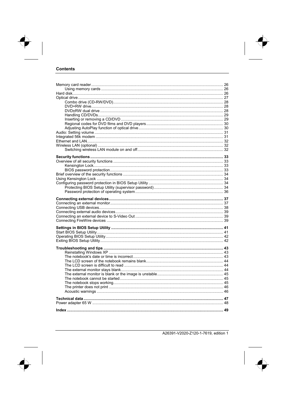 Fujitsu Siemens Computers V2020 User Manual | Page 8 / 60
