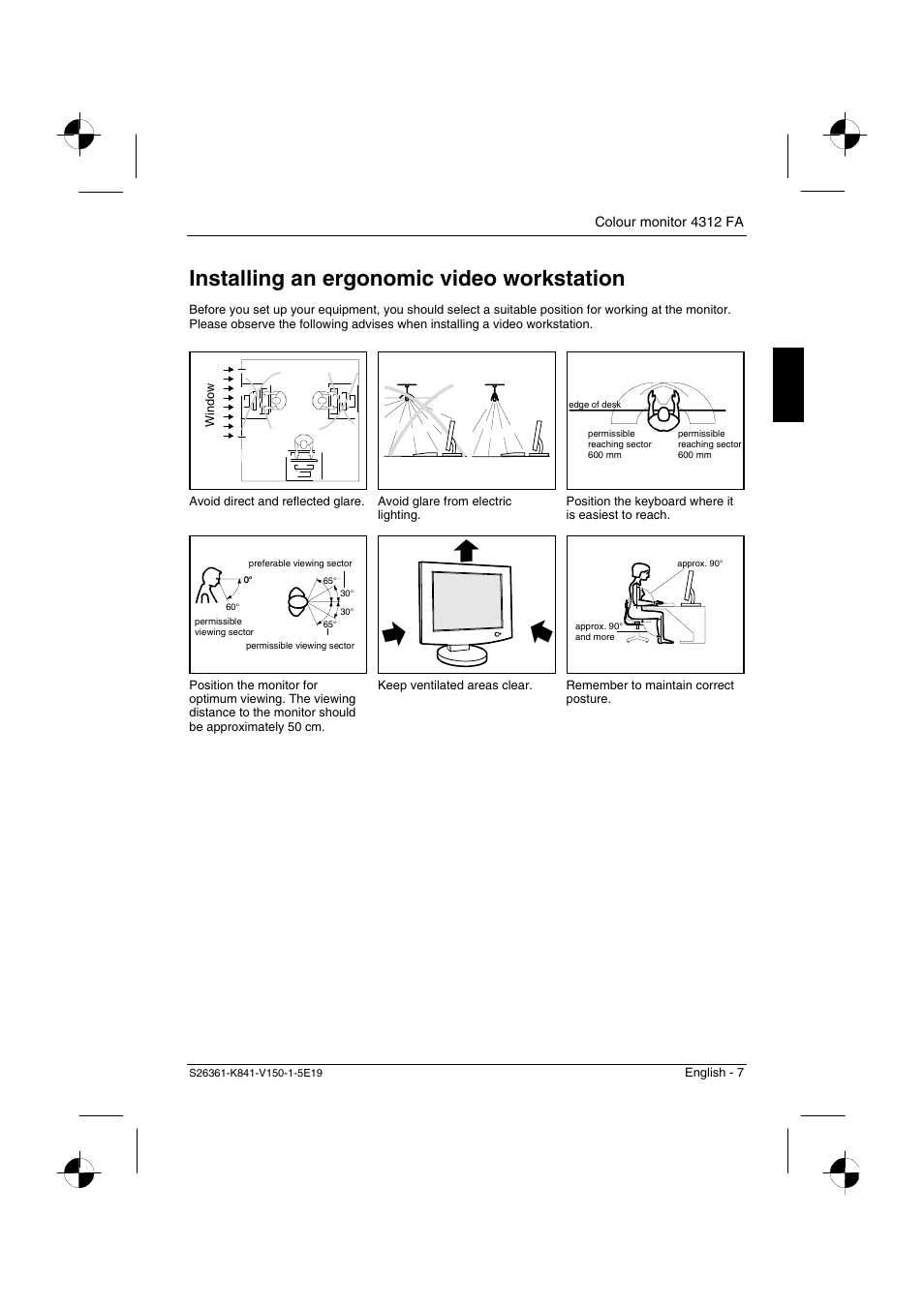 Installing an ergonomic video workstation | Fujitsu Siemens Computers 4312 FA User Manual | Page 10 / 26