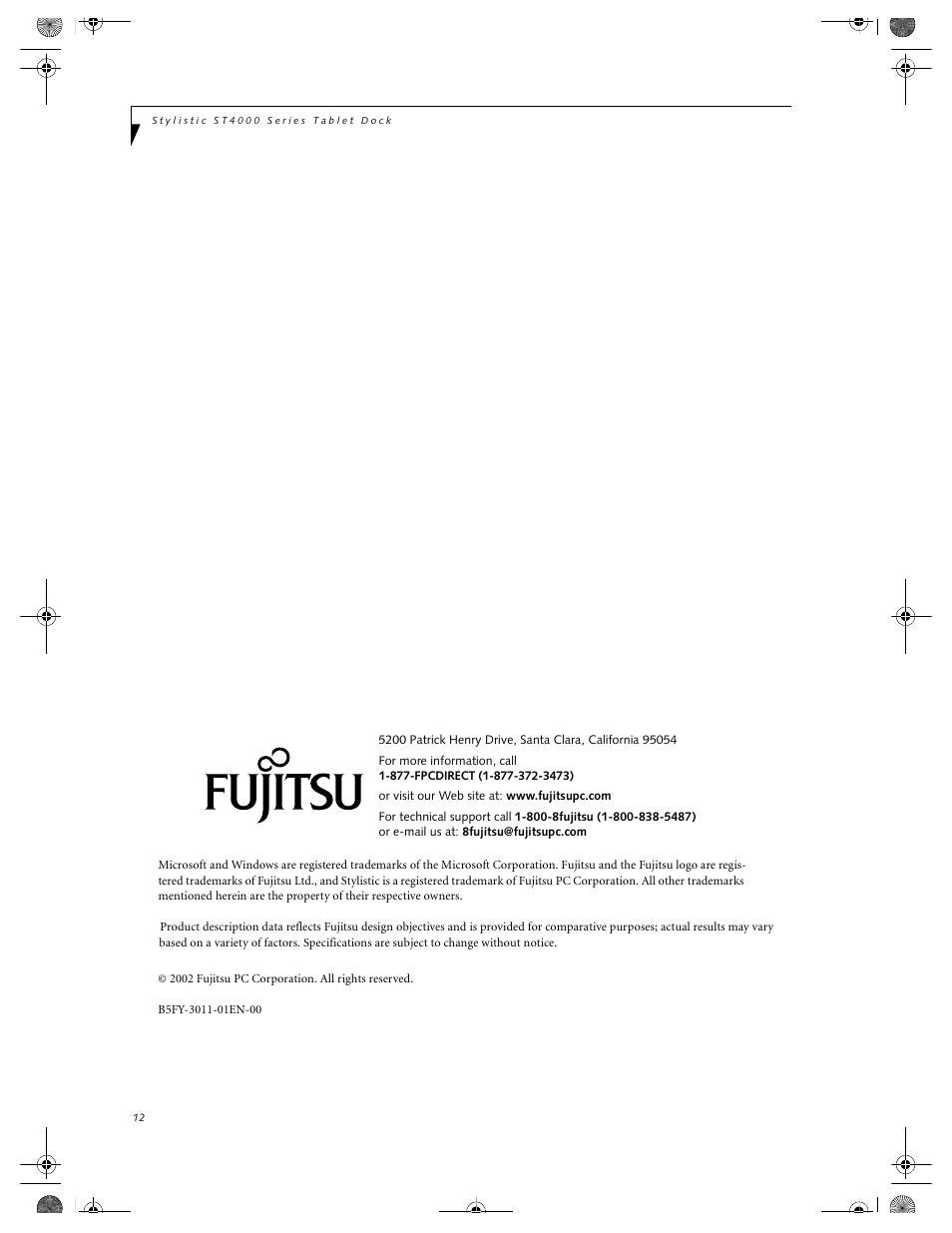 Fujitsu Siemens Computers Tablet Dock ST4000 Series User Manual | Page 12 / 12