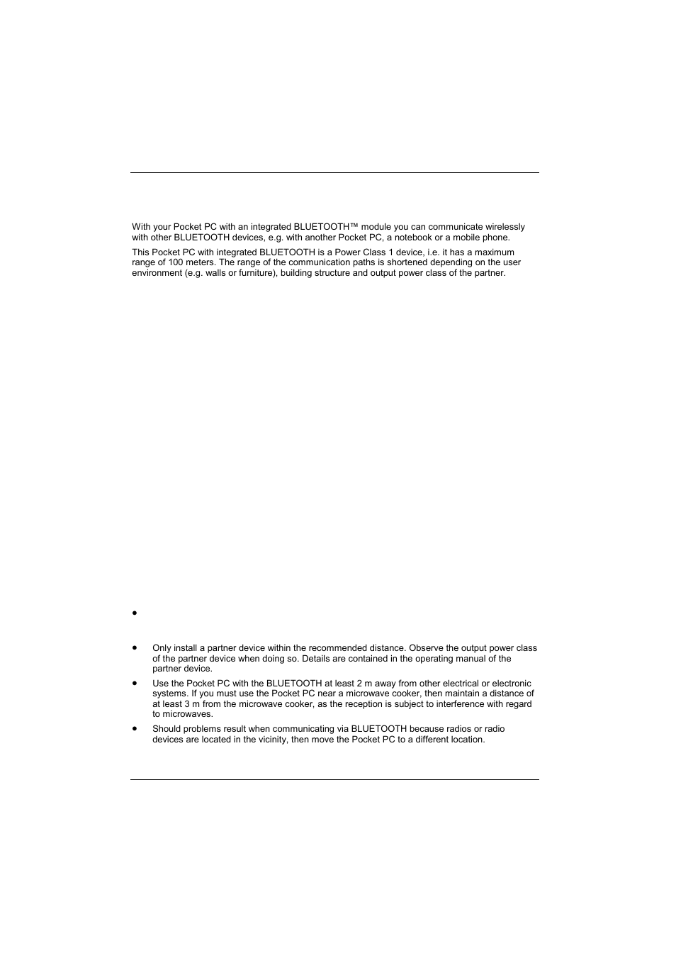 Wireless communication with bluetooth, Safety precautions when using bluetooth, Selecting location for bluetooth operation | Fujitsu Siemens Computers Pocket LOOX 600 User Manual | Page 58 / 73