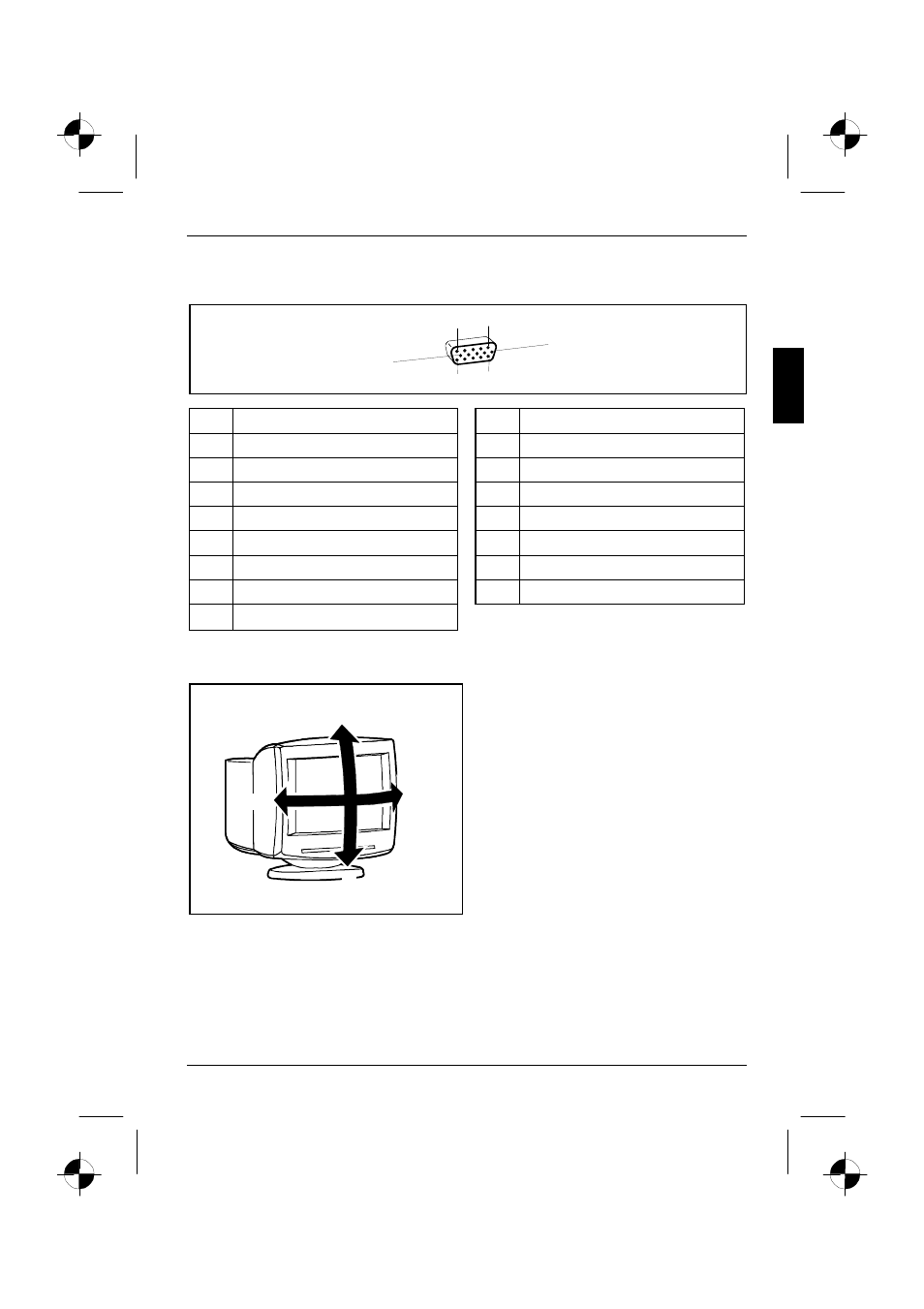 Pin assignment d-sub (15-pin), Tilting and turning area | Fujitsu Siemens Computers MCM 17P2 User Manual | Page 27 / 28