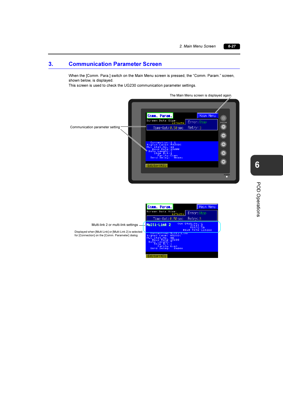 Communication parameter screen, Communication parameter screen -27 | Fuji Bikes FEH381 User Manual | Page 100 / 124