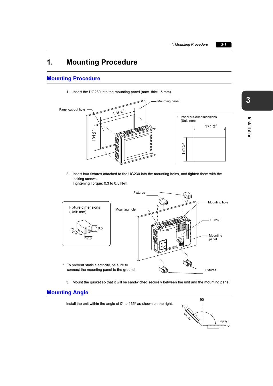 Mounting procedure, Mounting angle, Mounting procedure -1 | Mounting procedure -1 mounting angle -1 | Fuji Bikes FEH381 User Manual | Page 51 / 124