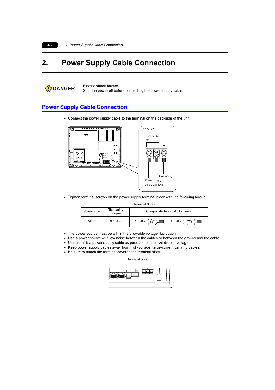 Power supply cable connection, Power supply cable connection -2, Danger | Fuji Bikes FEH381 User Manual | Page 52 / 124