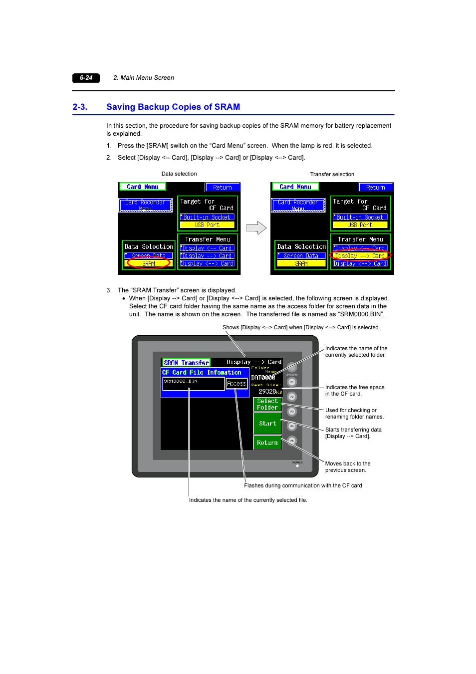 3. saving backup copies of sram, Saving backup copies of sram -24 | Fuji Bikes FEH381 User Manual | Page 97 / 124