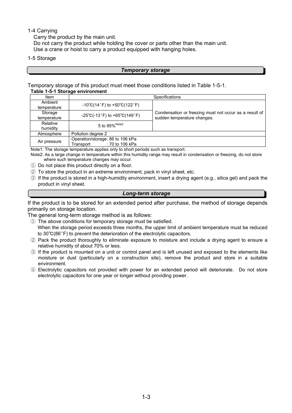 4 carrying, 5 storage | Fuji Bikes FRENIC 5000G11S/P11S User Manual | Page 12 / 132