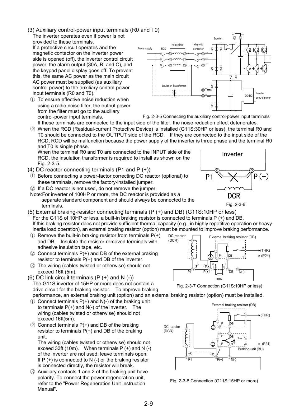 4) dc reactor connecting terminals (p1 and p (+)), 6) dc link circuit terminals (p (+) and n (-)) | Fuji Bikes FRENIC 5000G11S/P11S User Manual | Page 21 / 132