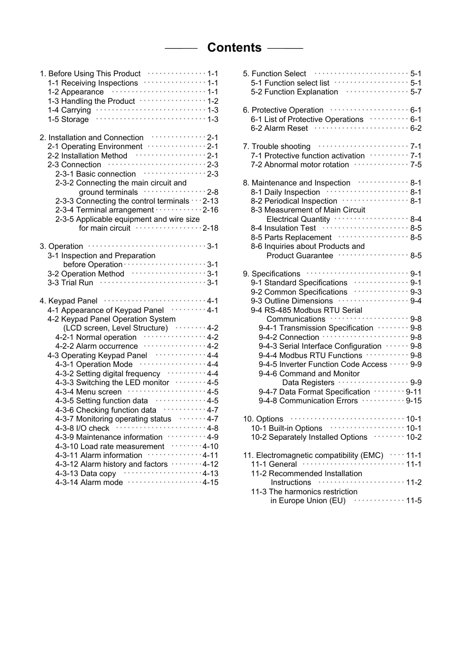 Fuji Bikes FRENIC 5000G11S/P11S User Manual | Page 9 / 132