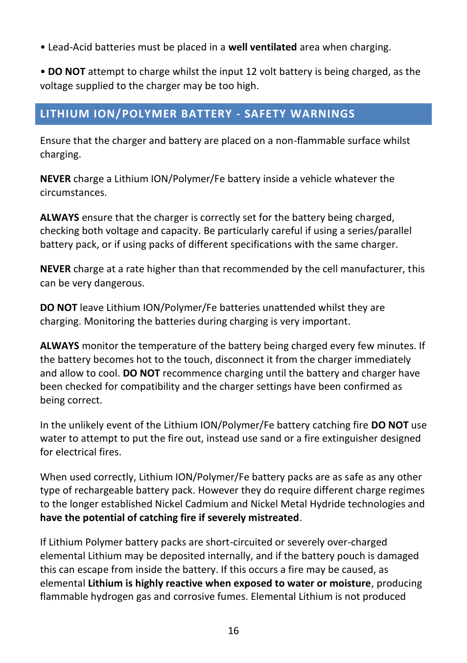 Lithium ion/polymer battery - safety warnings | Fusion Emperor L702B Pro User Manual | Page 17 / 20