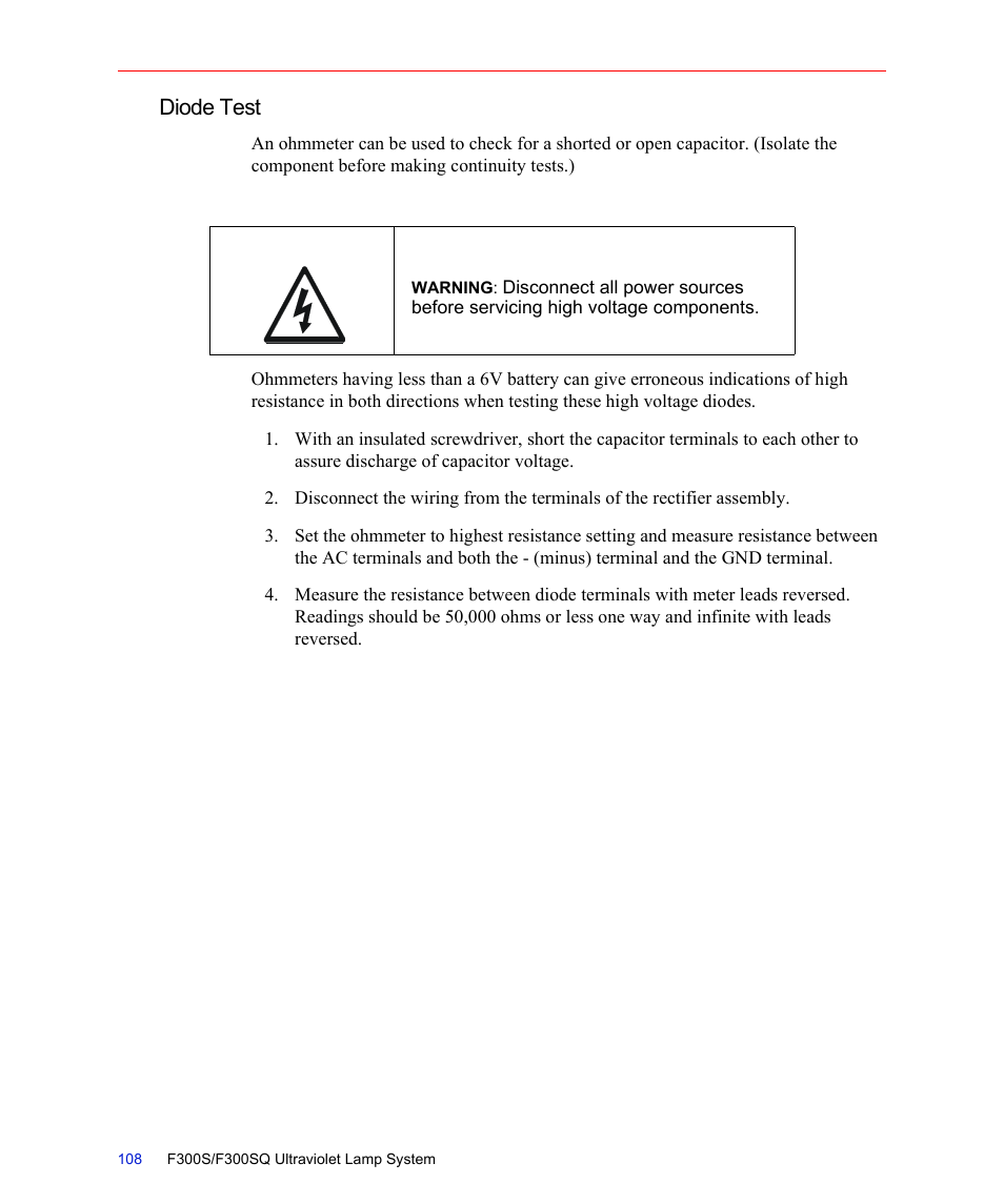 Diode test | Fusion F300S User Manual | Page 108 / 154