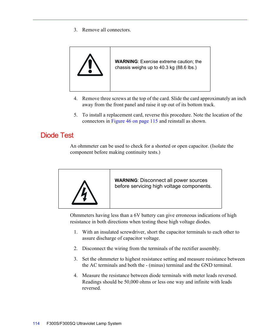 Diode test | Fusion F300S User Manual | Page 114 / 154