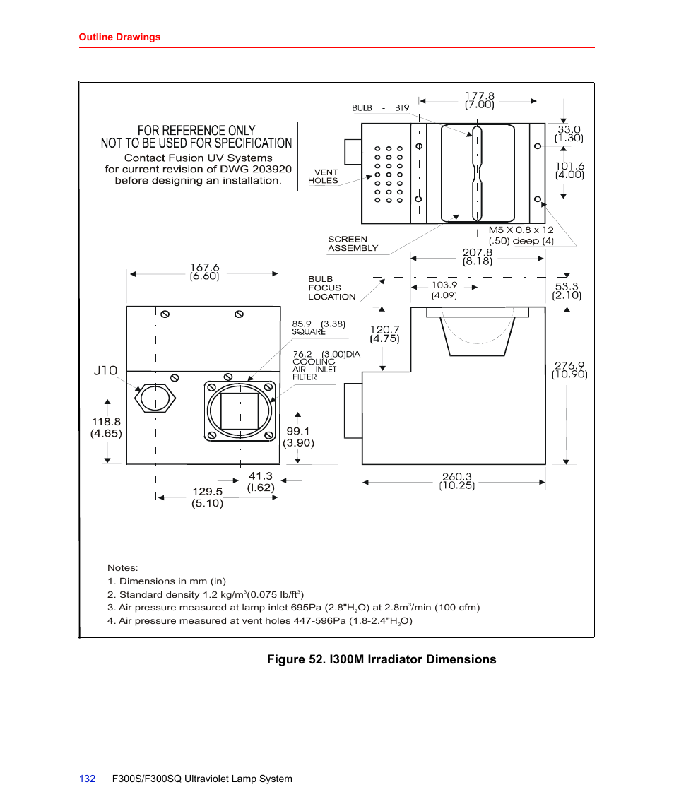 Figure 52. i300m irradiator dimensions, Figure 52 | Fusion F300S User Manual | Page 132 / 154