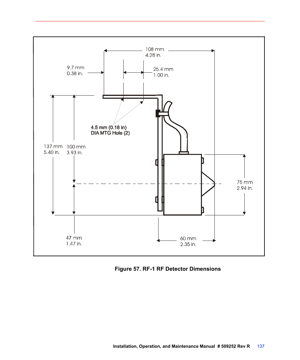 Figure 57. rf-1 rf detector dimensions, Figure 57 | Fusion F300S User Manual | Page 137 / 154