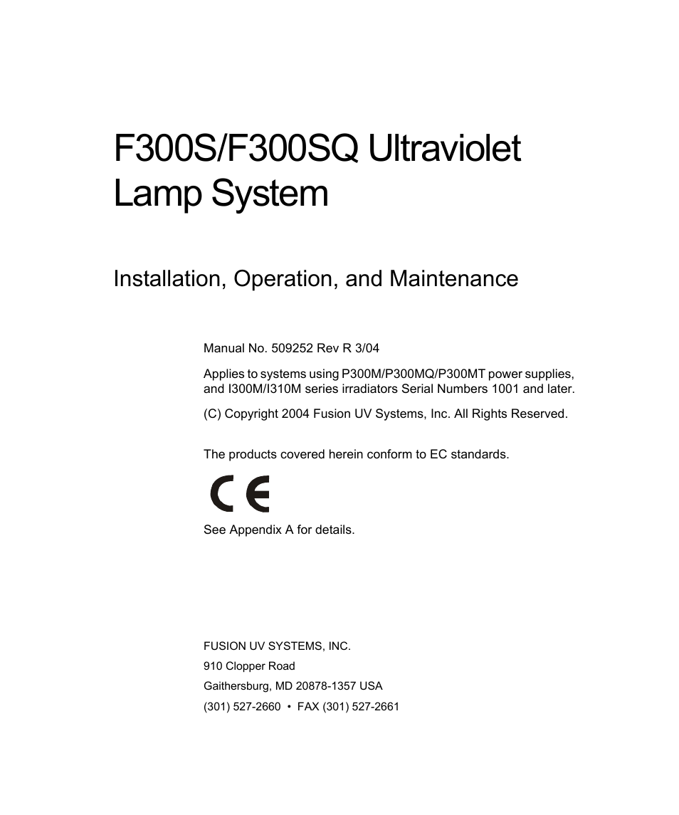 Installation, operation, and maintenance | Fusion F300S User Manual | Page 3 / 154