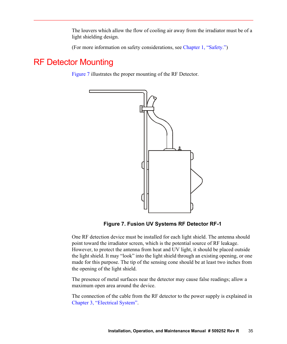 Rf detector mounting, Figure 7. fusion uv systems rf detector rf-1 | Fusion F300S User Manual | Page 35 / 154