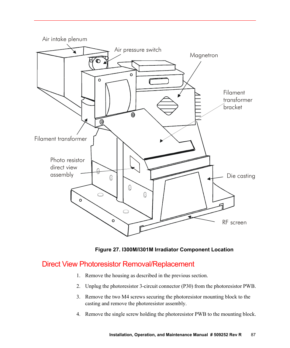 Direct view photoresistor removal/replacement | Fusion F300S User Manual | Page 87 / 154