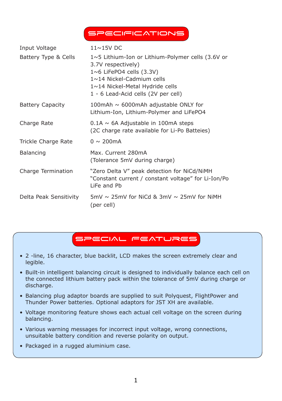 Special features, Specifications | Fusion TYPHOON L50B PRO User Manual | Page 3 / 16