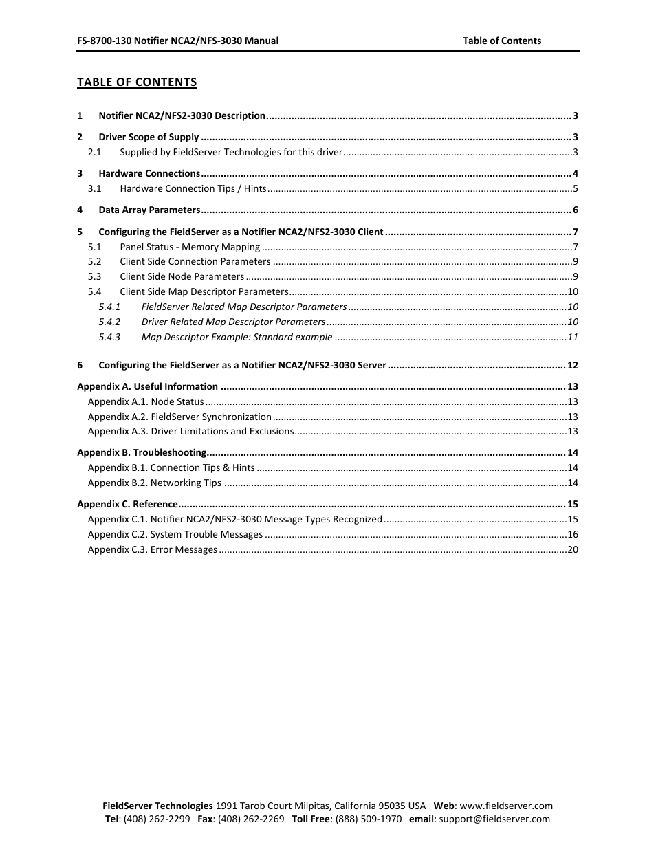 FieldServer NCA2-NFS2-3030 User Manual | Page 2 / 21