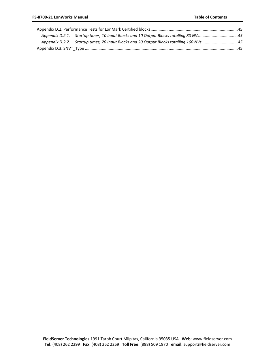 FieldServer LonWorks FS-8700-21 User Manual | Page 4 / 72
