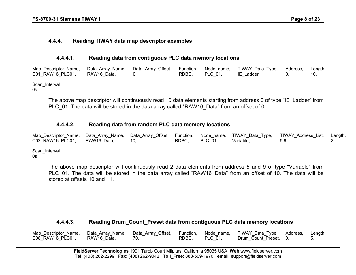 FieldServer SIEMENS TIWAY I FS-8700-31 User Manual | Page 11 / 26