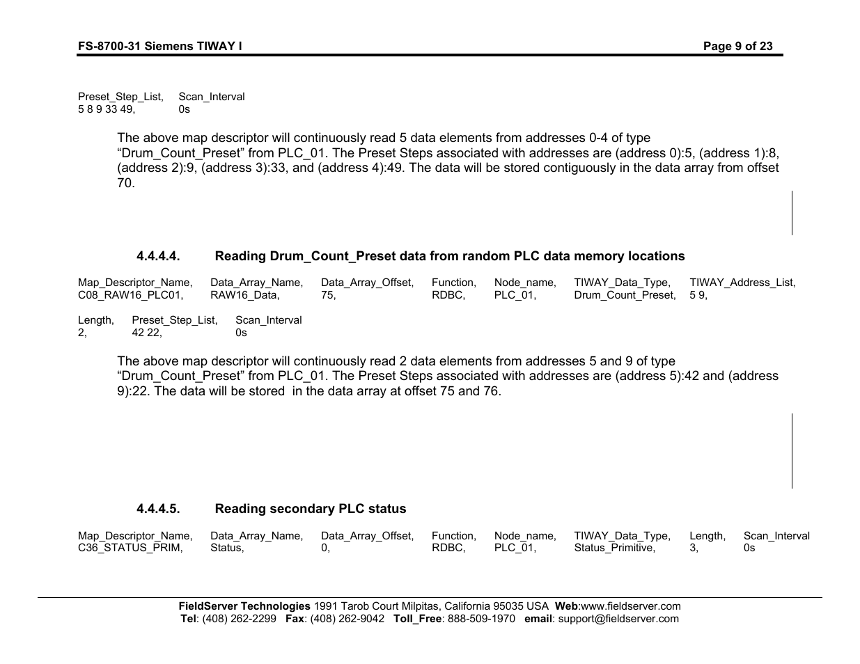 FieldServer SIEMENS TIWAY I FS-8700-31 User Manual | Page 12 / 26