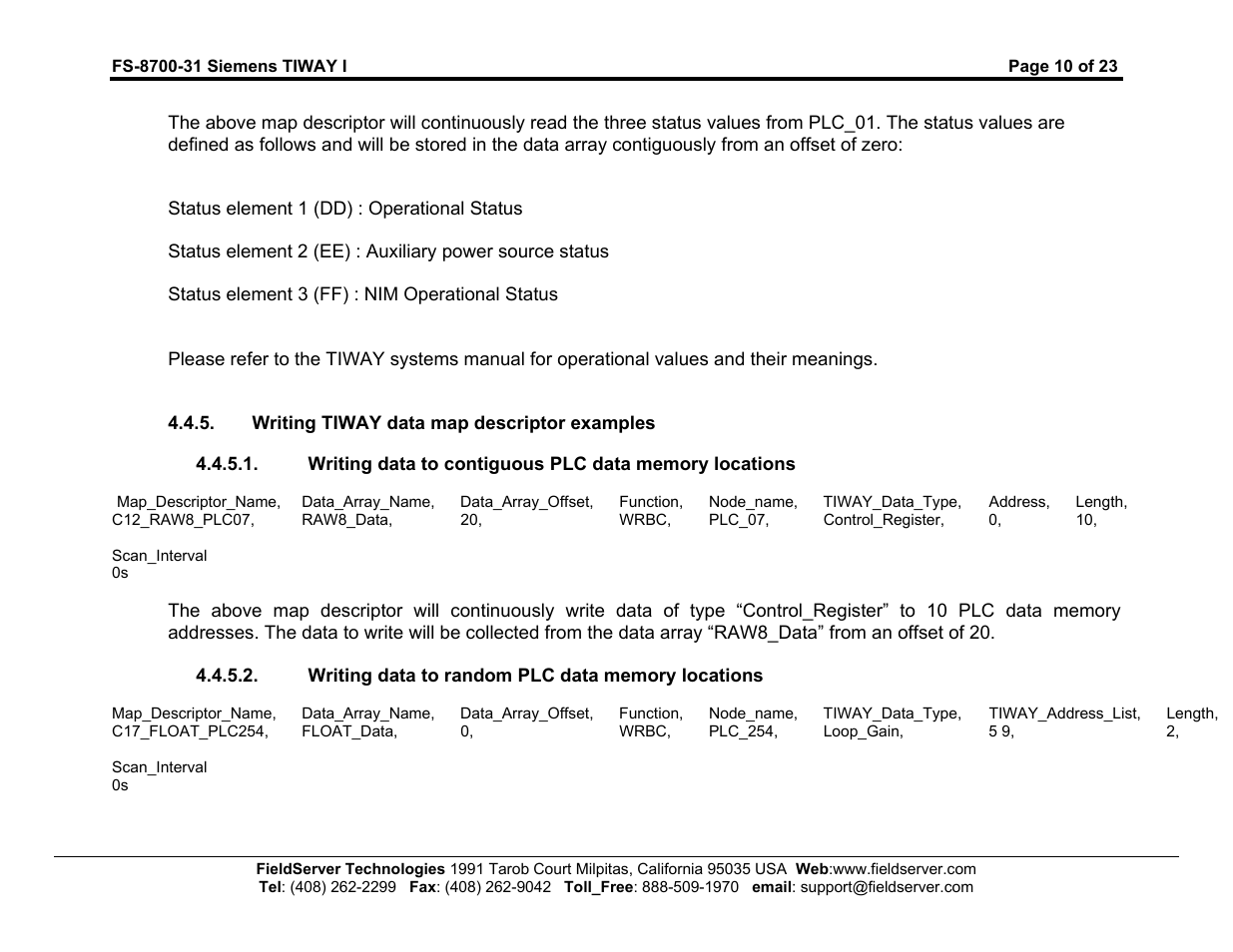 FieldServer SIEMENS TIWAY I FS-8700-31 User Manual | Page 13 / 26