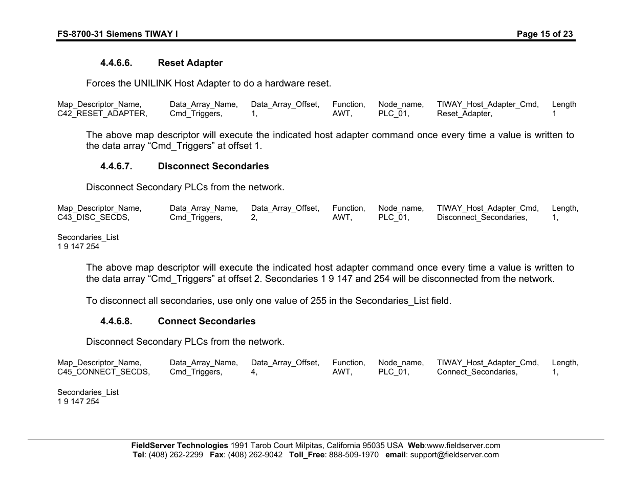 FieldServer SIEMENS TIWAY I FS-8700-31 User Manual | Page 18 / 26