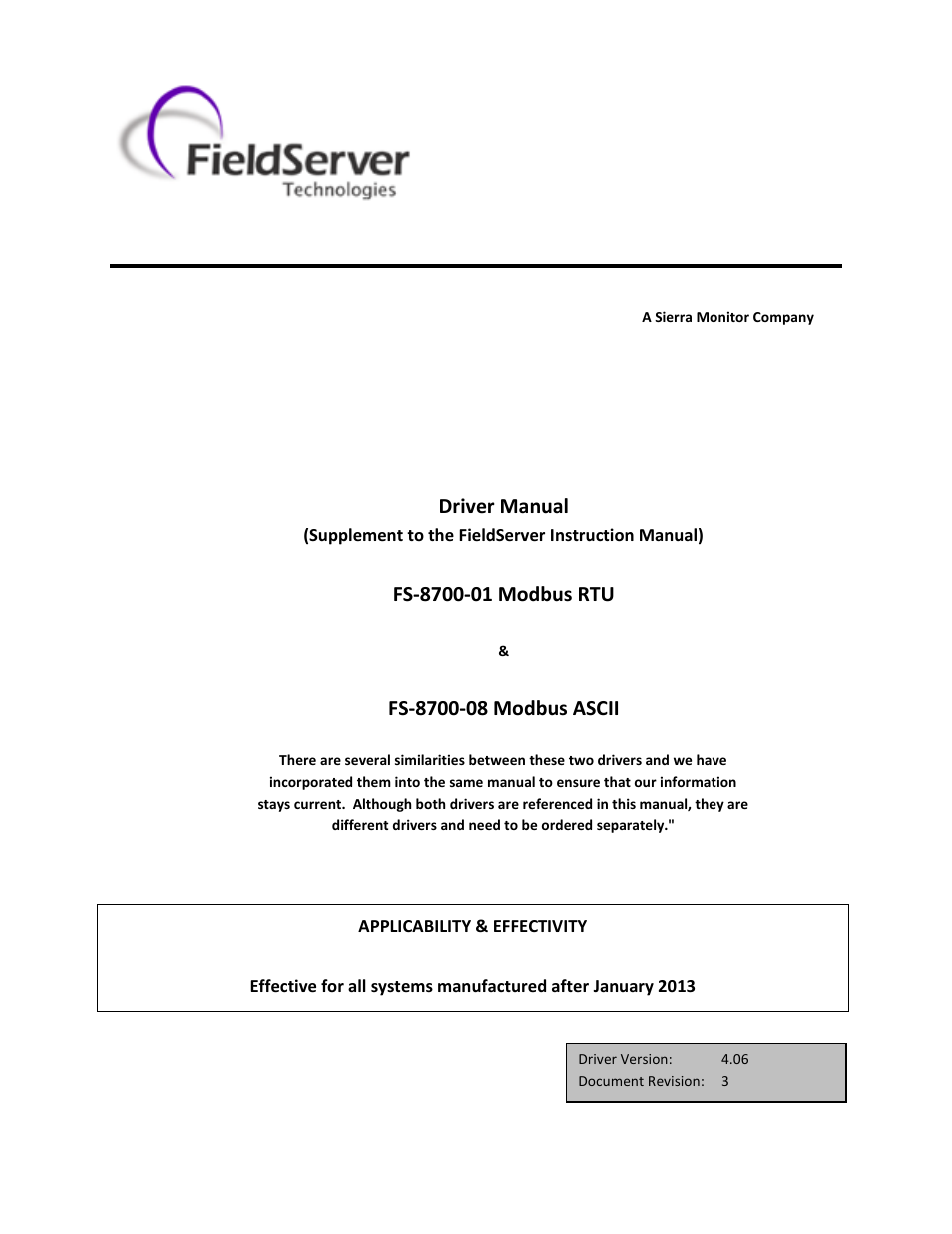 FieldServer FS-8700-08 User Manual | 21 pages