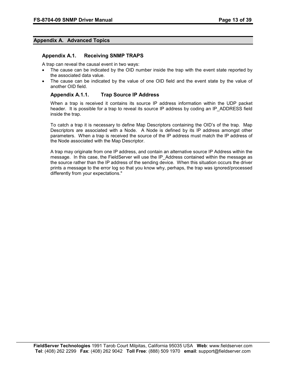 FieldServer FS-8704-09 SNMP User Manual | Page 13 / 39