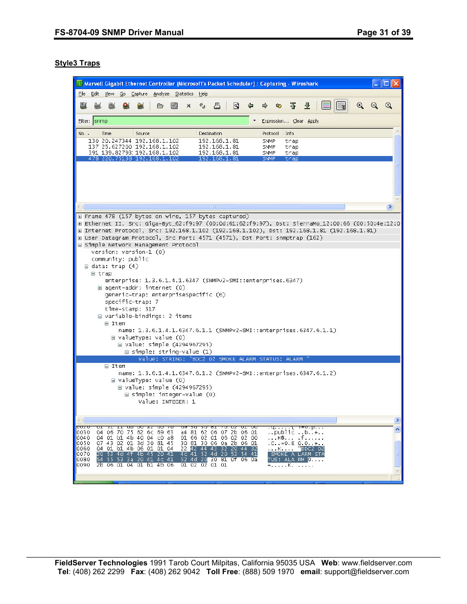 FieldServer FS-8704-09 SNMP User Manual | Page 31 / 39