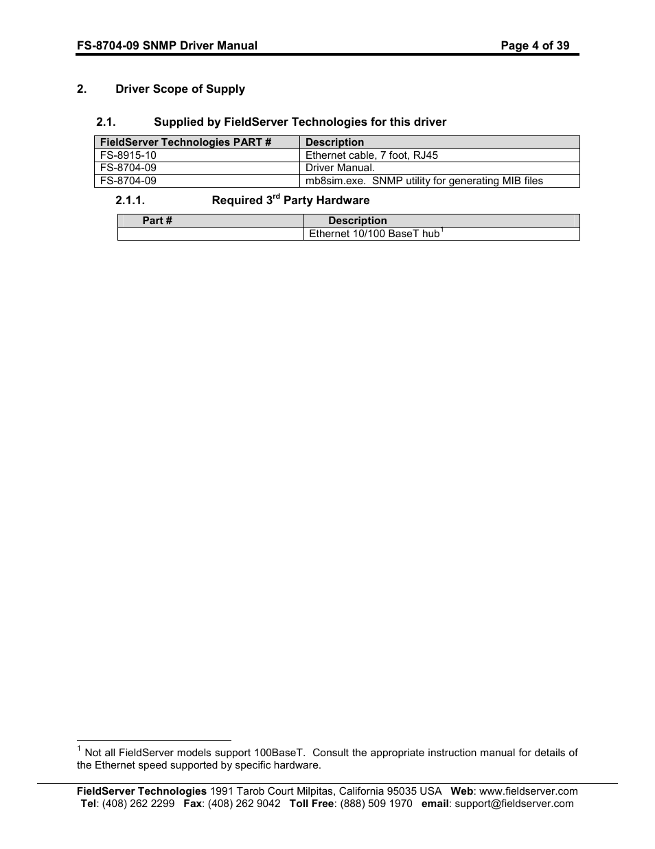 FieldServer FS-8704-09 SNMP User Manual | Page 4 / 39