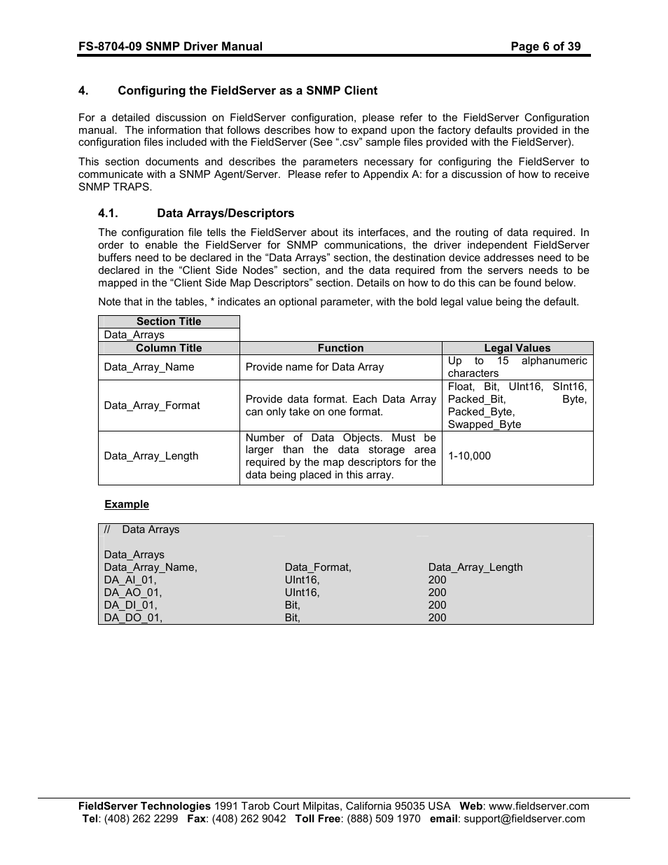 FieldServer FS-8704-09 SNMP User Manual | Page 6 / 39