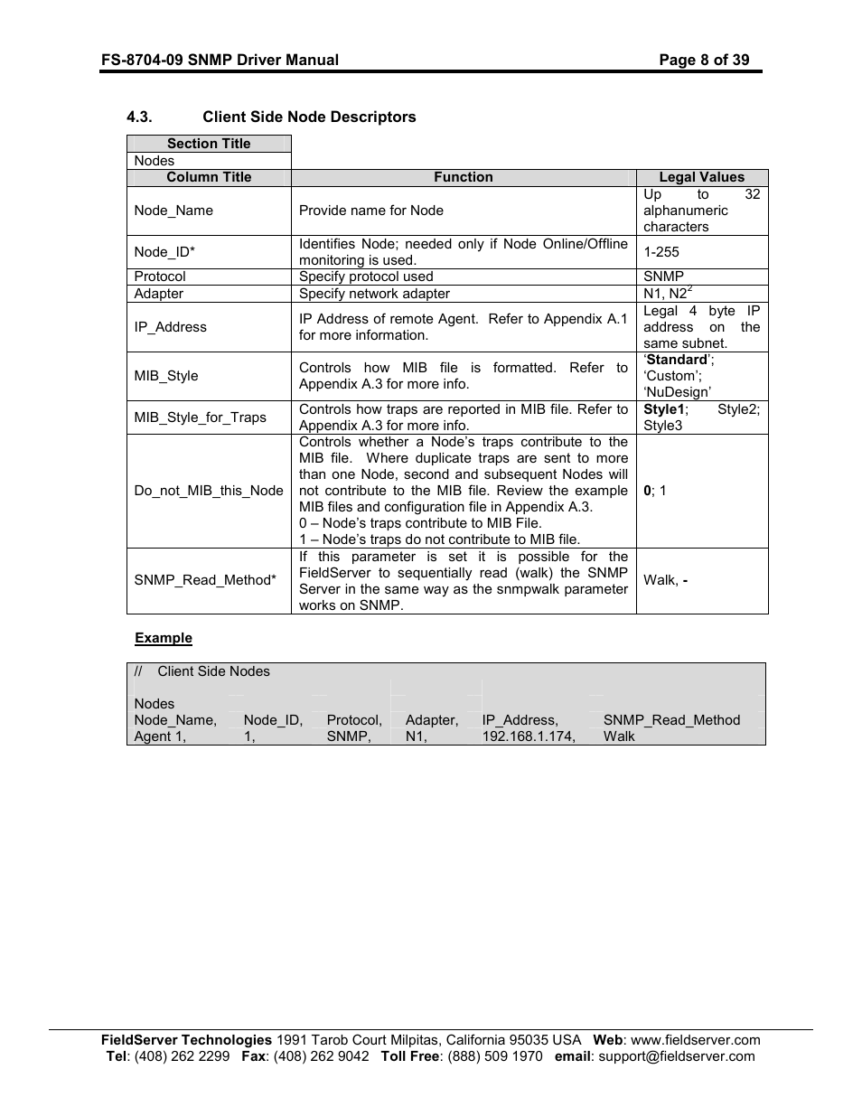 FieldServer FS-8704-09 SNMP User Manual | Page 8 / 39