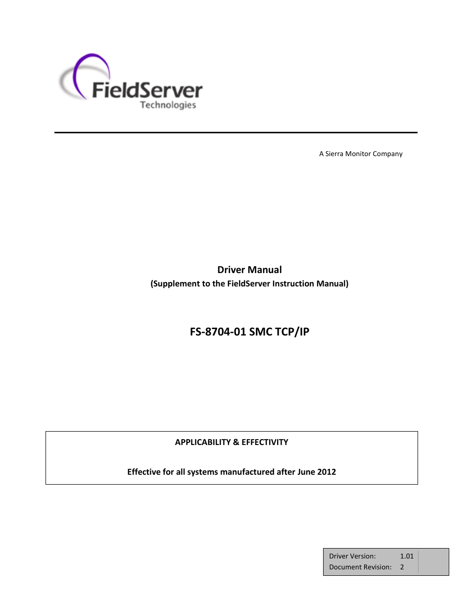 FieldServer FS-8704-01 User Manual | 12 pages