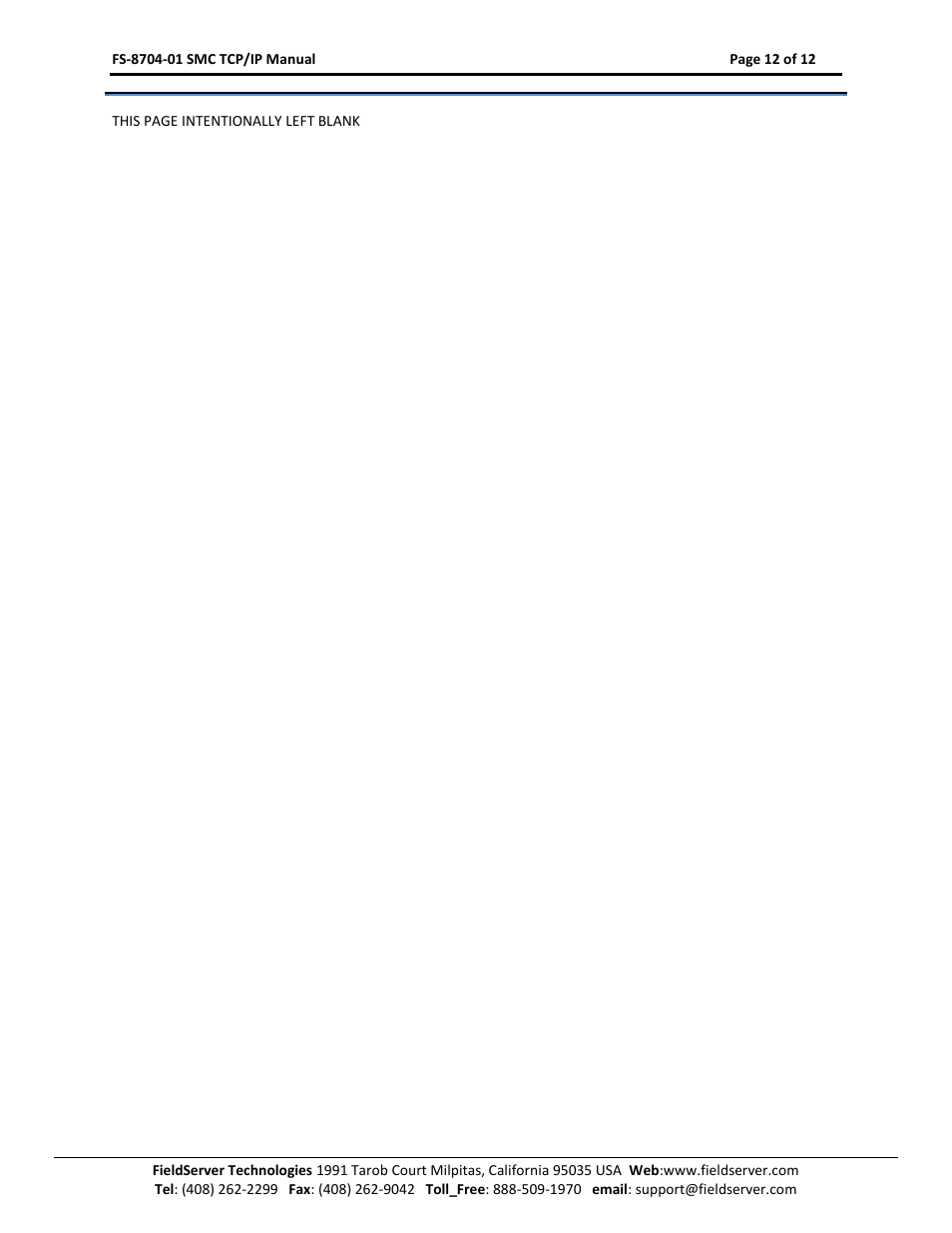 FieldServer FS-8704-01 User Manual | Page 12 / 12
