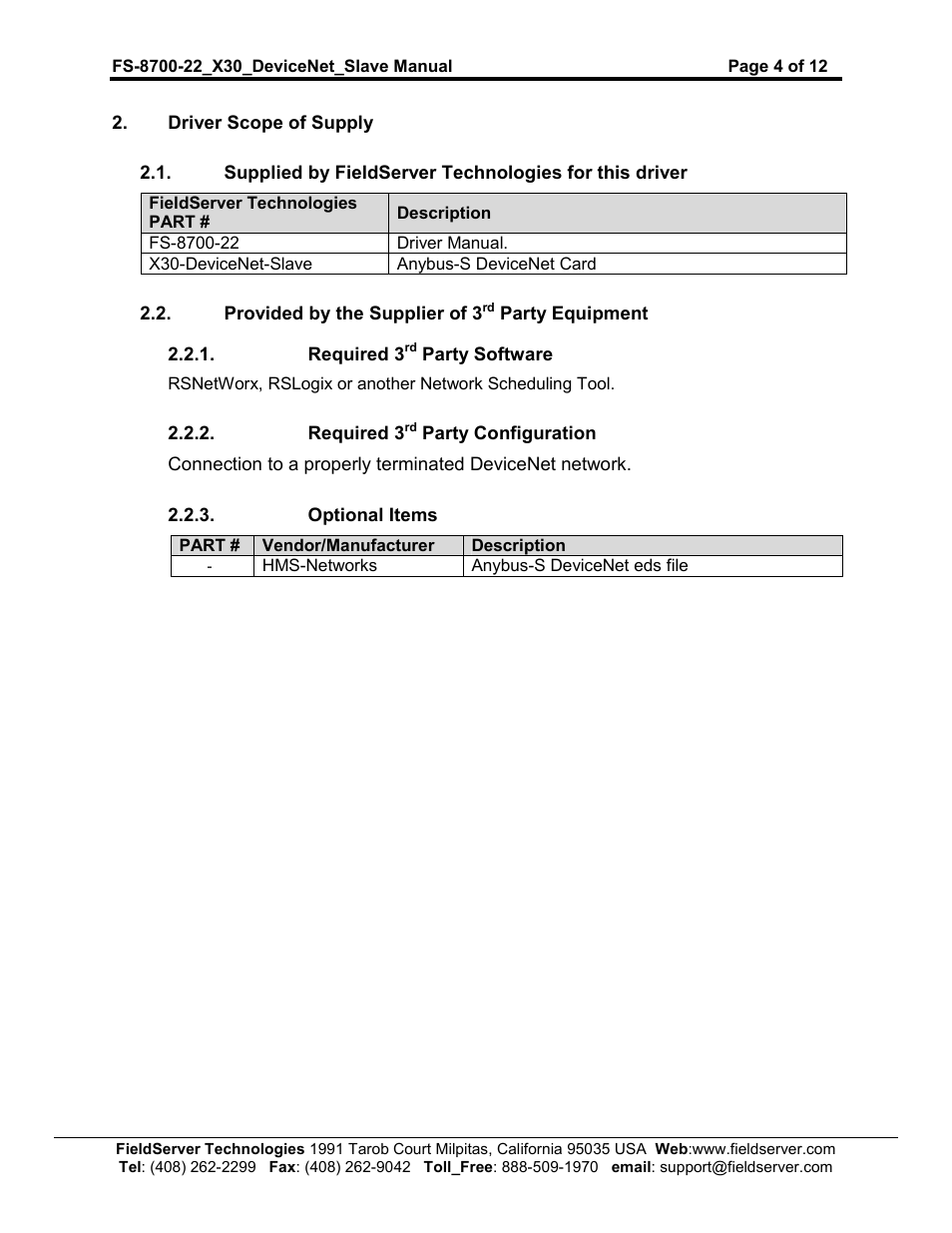 FieldServer FS-8700-22 X30 User Manual | Page 4 / 12