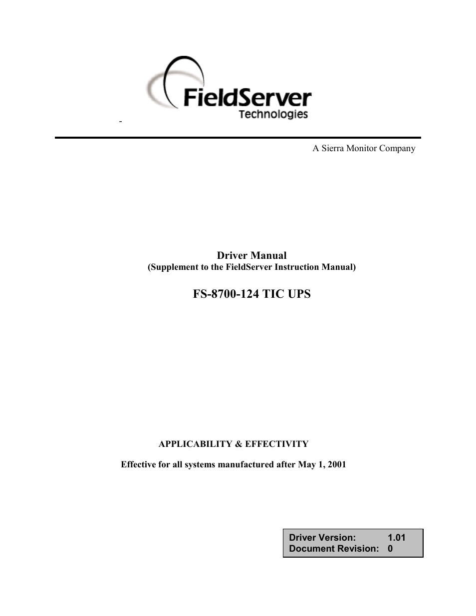 FieldServer FS-8700-124 User Manual | 17 pages