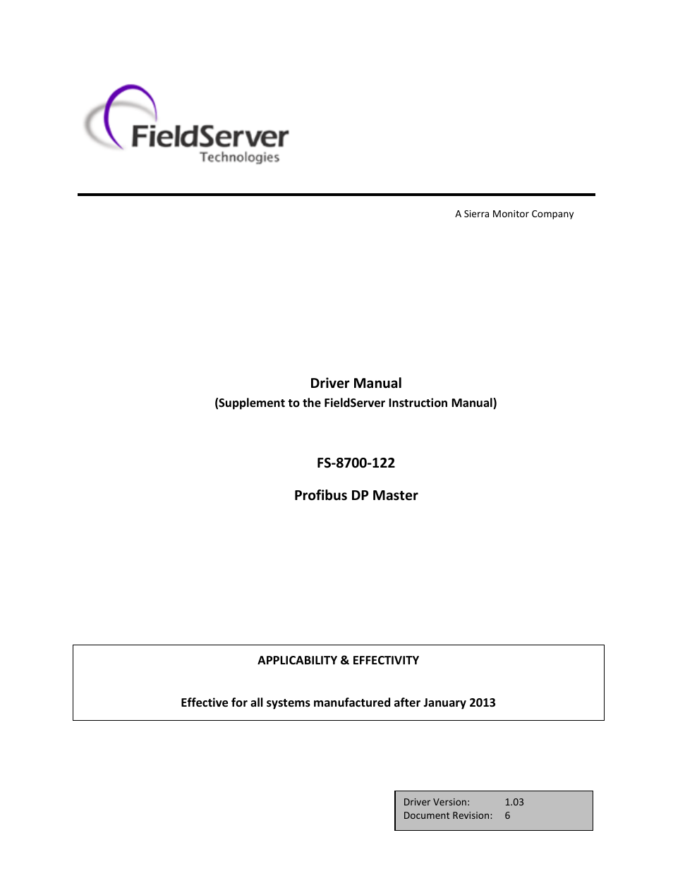 FieldServer A Sierra Monitor Company X30 User Manual | 13 pages