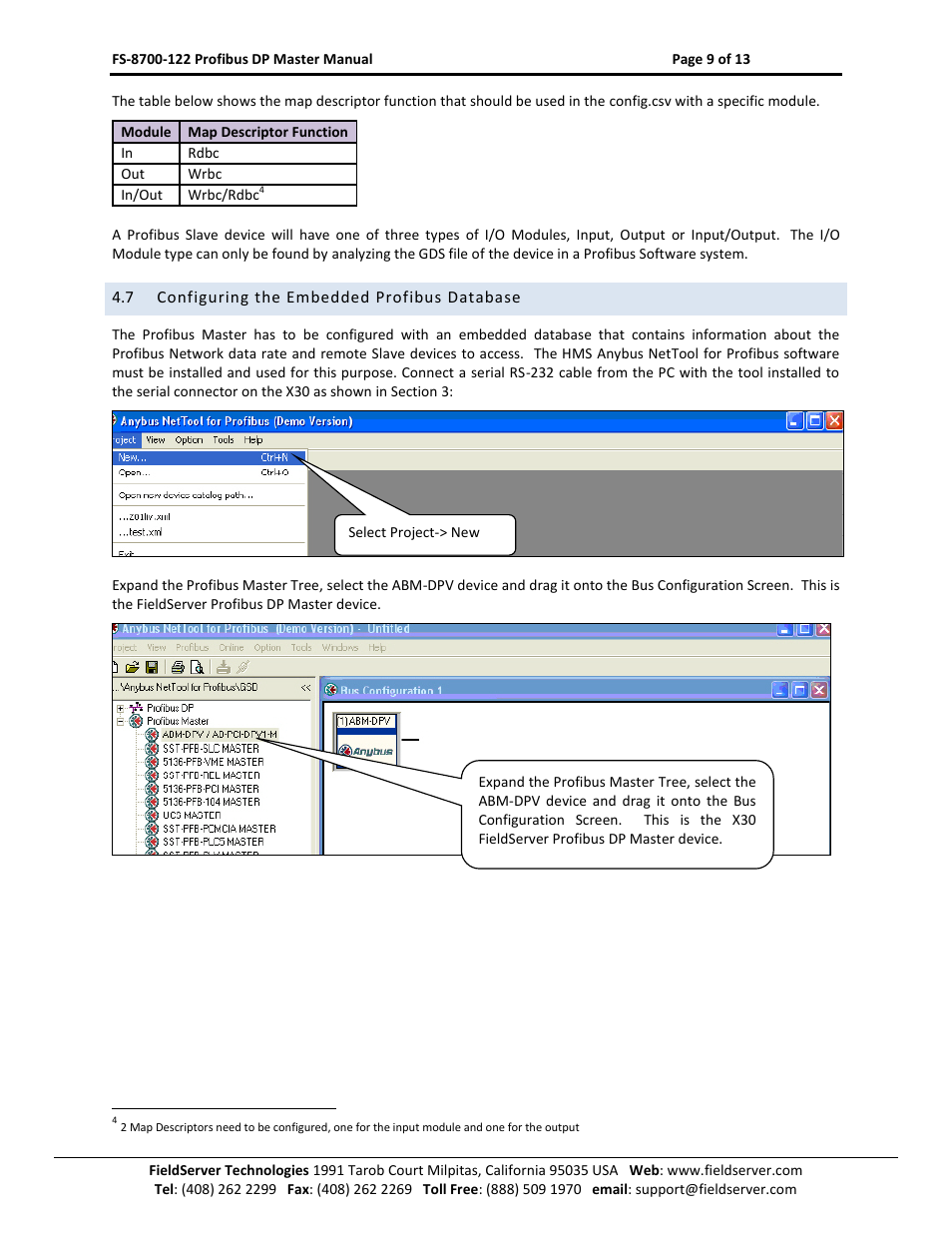 Configuring the embedded profibus database | FieldServer A Sierra Monitor Company X30 User Manual | Page 9 / 13